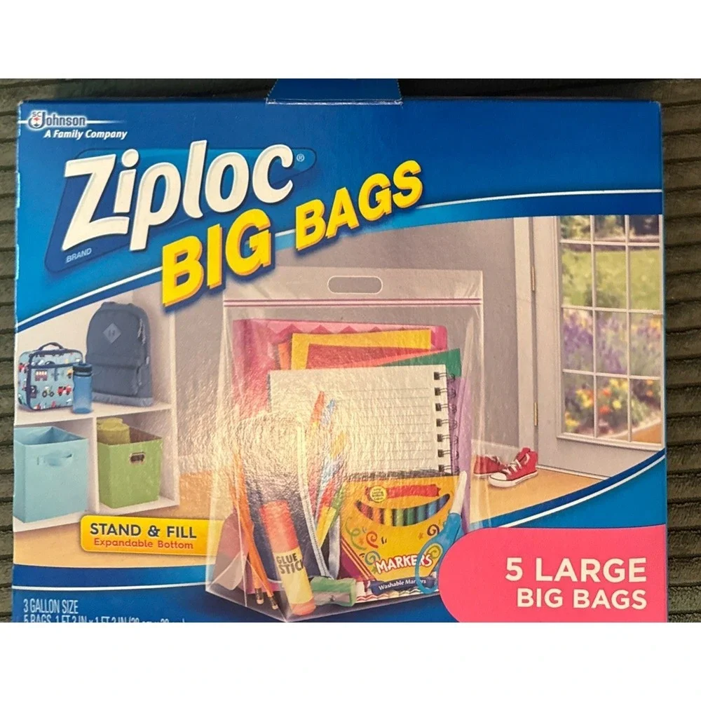 Ziploc Big Bags Large Size 3-Gallon Heavy Duty Zipper Storage 15